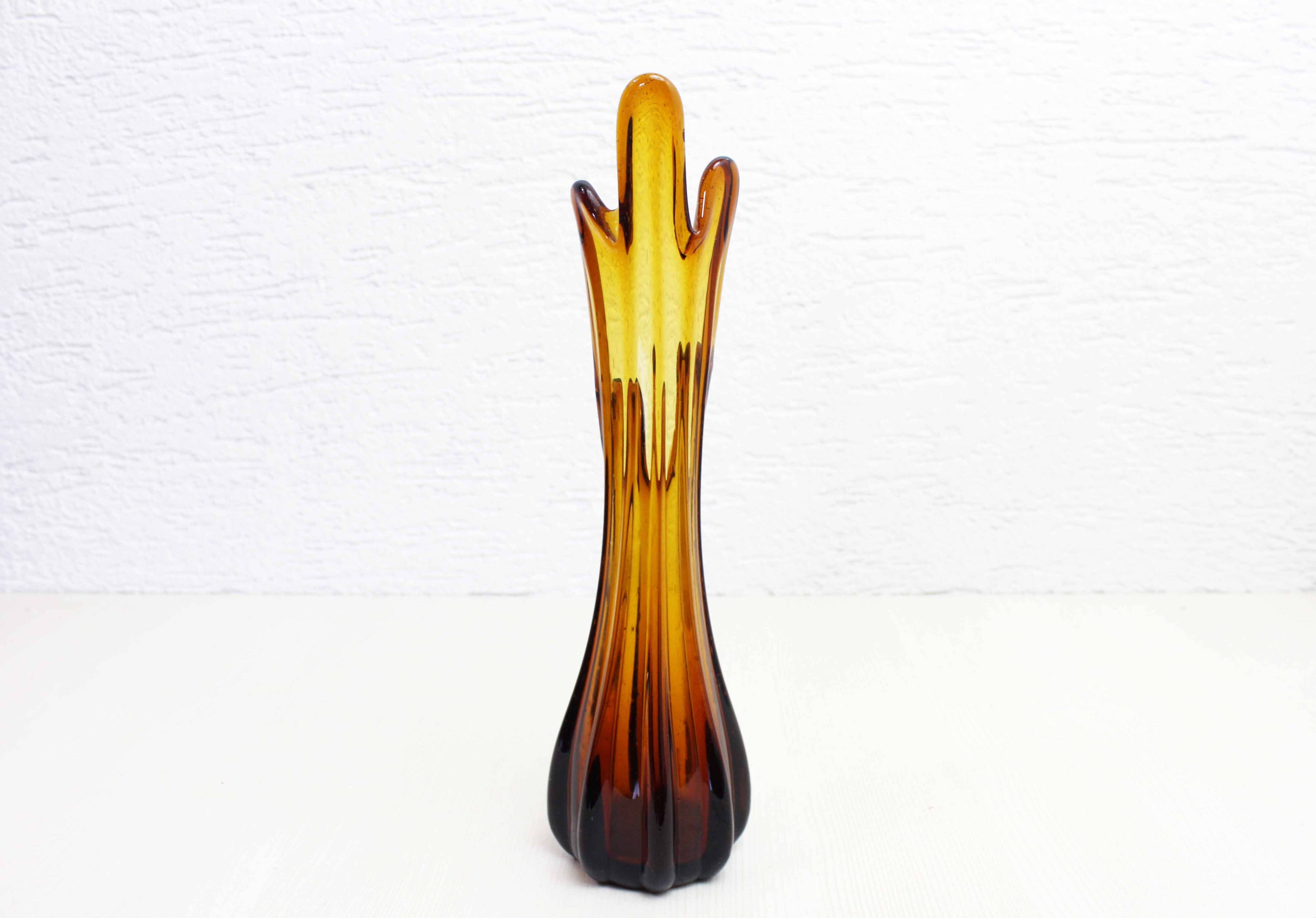 Vintage amber glass vase 1970