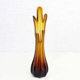Vintage amber glass vase 1970