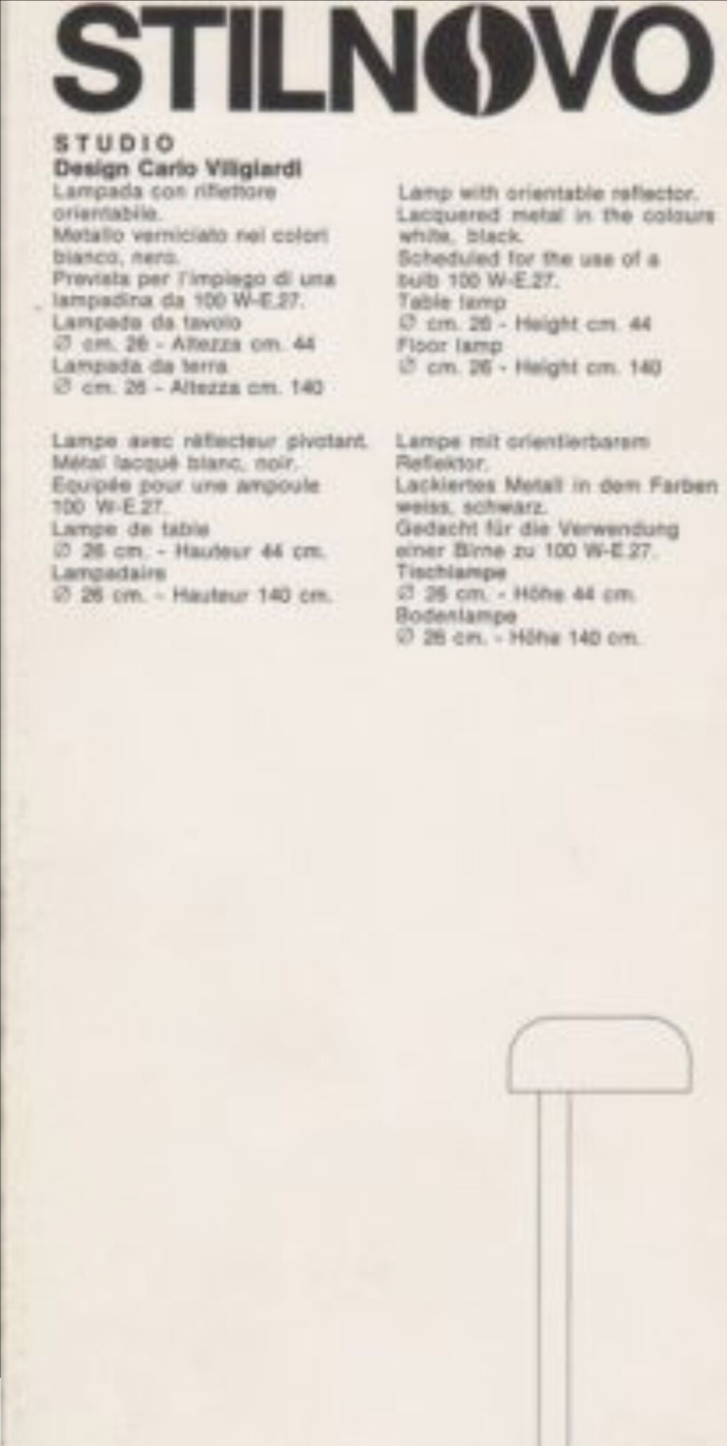 Model 3105 "Studio" Table Lamp by Carlo Viligiardi for Stilnovo, 1972