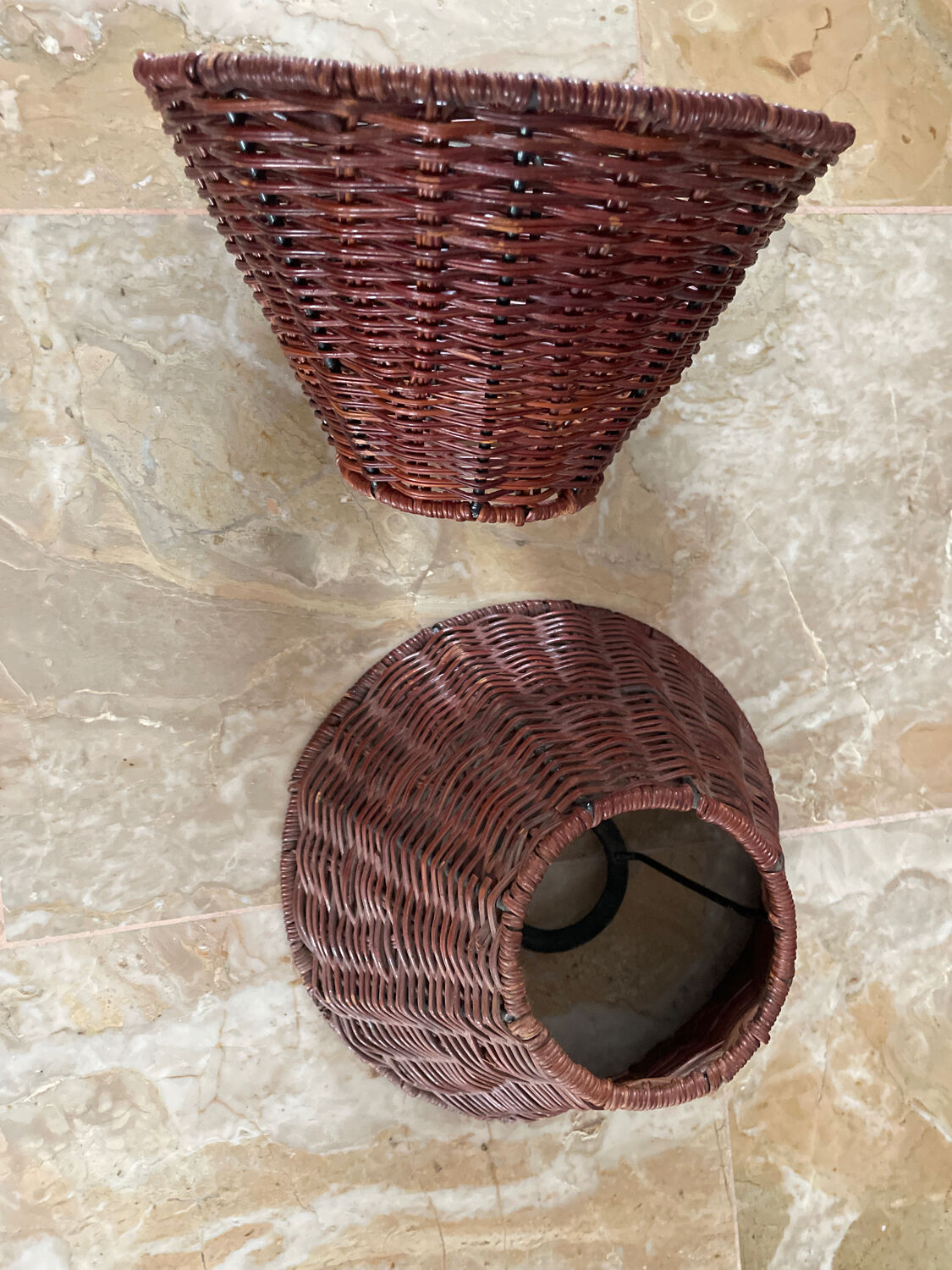 Duo of rattan lampshades