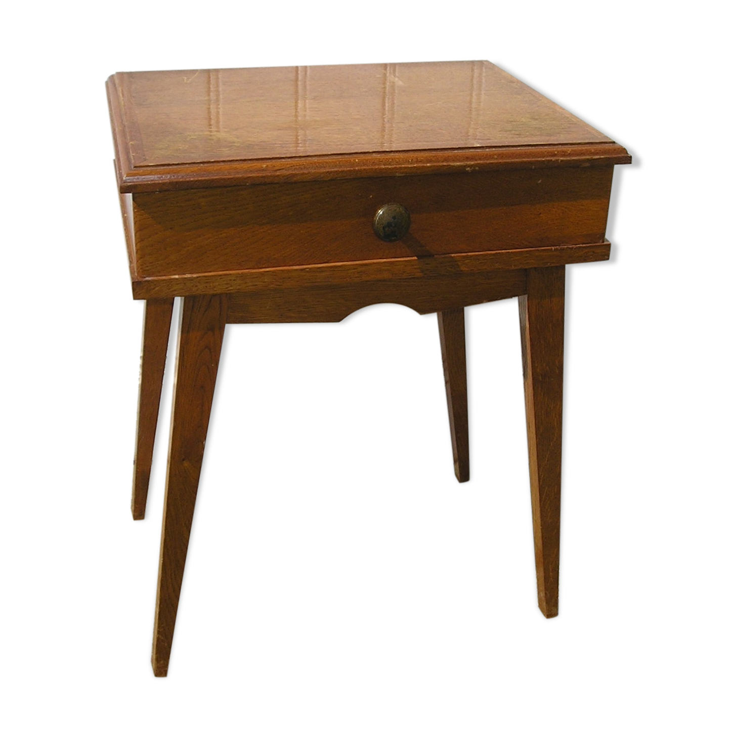 Oak bedside or sofa tip, compass feet and 1 drawer