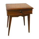 Oak bedside or sofa tip, compass feet and 1 drawer