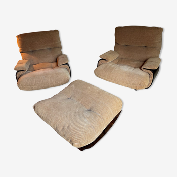 Ensemble de fauteuils et pouf modèle Marsala Michel Ducaroy, Ligne Roset
