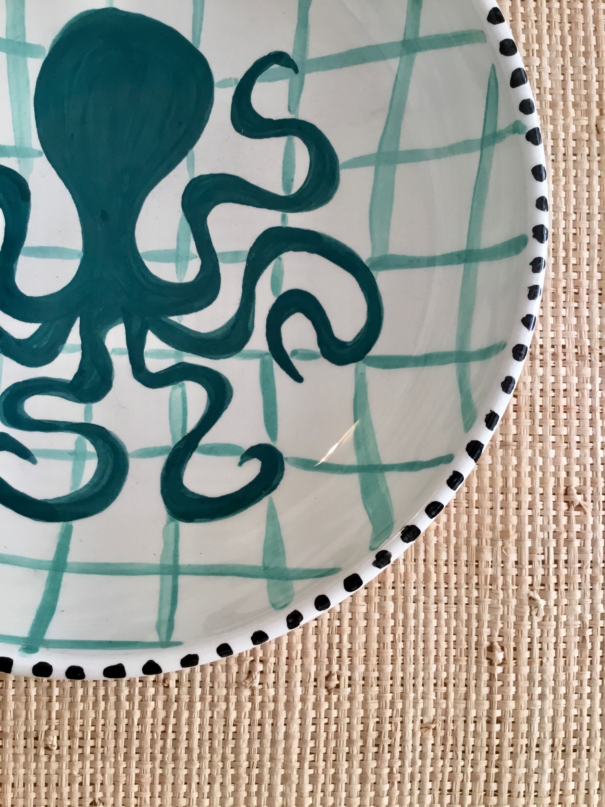 Hand-painted glazed ceramic salad bowl