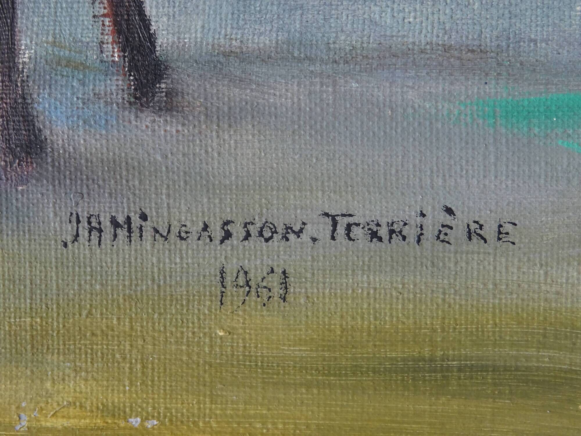 Painting view of Paguera Balearic Islands oil on canvas signed 1961