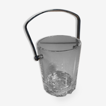 Crystal ice bucket with metal handle