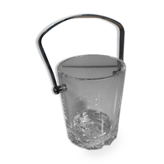 Crystal ice bucket with metal handle