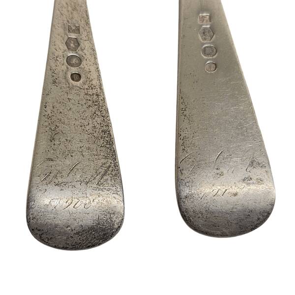 Fourchette et cuillère en argent néerlandais antique, début des années 1900.