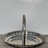 Oval dish with silver-plated metal handle