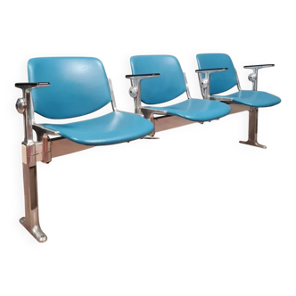 Giancarlo Piretti for Castelli Italy 3 seater airport bench in blue