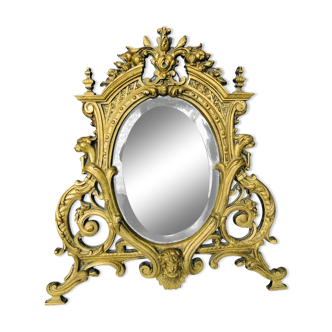 Miroir ancien en bronze doré