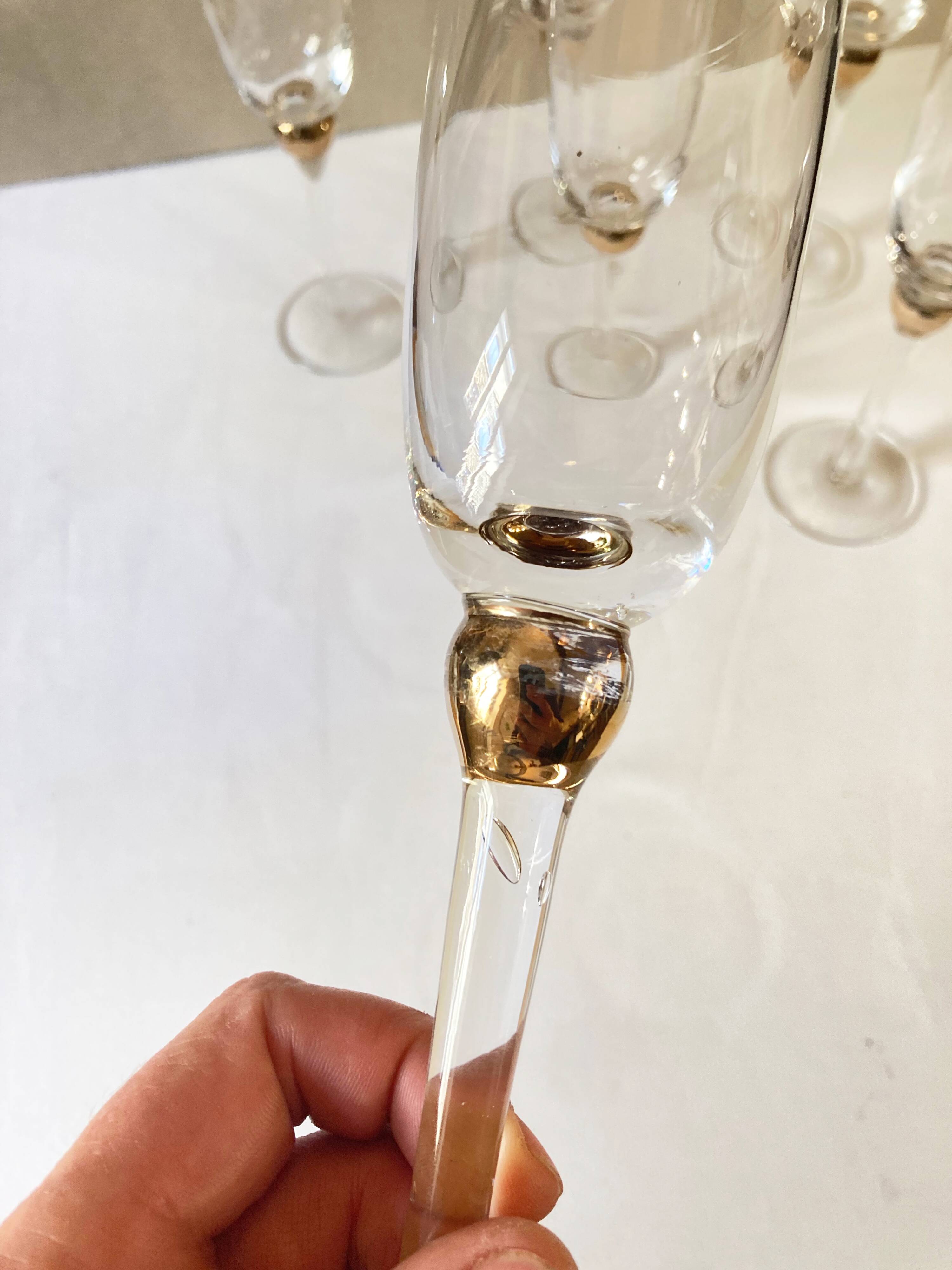 Glass champagne flutes