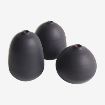 Trio of black miniature ceramics Antonio Lampecco