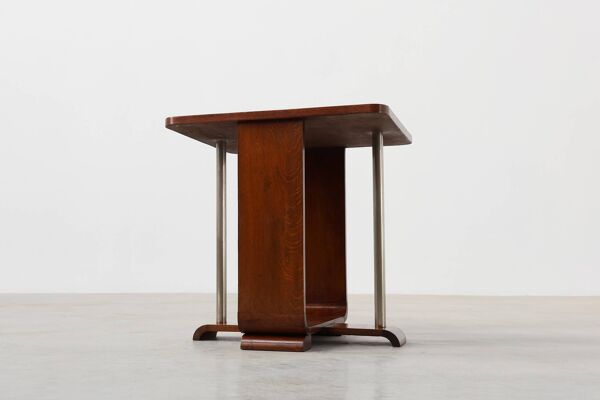 Table d'appoint carrée Art Déco en placage de chêne, France vers 1925