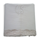 Drap ancien en métis bis monogrammé CS Bordure en retour au crochet 2.07 x 2.90 m