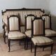 Antique French Empire Style Sofa and Chairs: Pink Satin Furniture Set