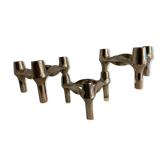 Set de 3 bougeoirs tripodes modulables en métal BMF 1970