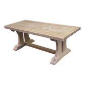 Grande table de monastère extensible décapée en chêne massif brut 200 cm