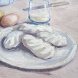 Tableau Nature Morte les Meringues Toile signée Pierre Cols