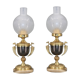 Paire de lampes en bronze doré patiné et verre renflé