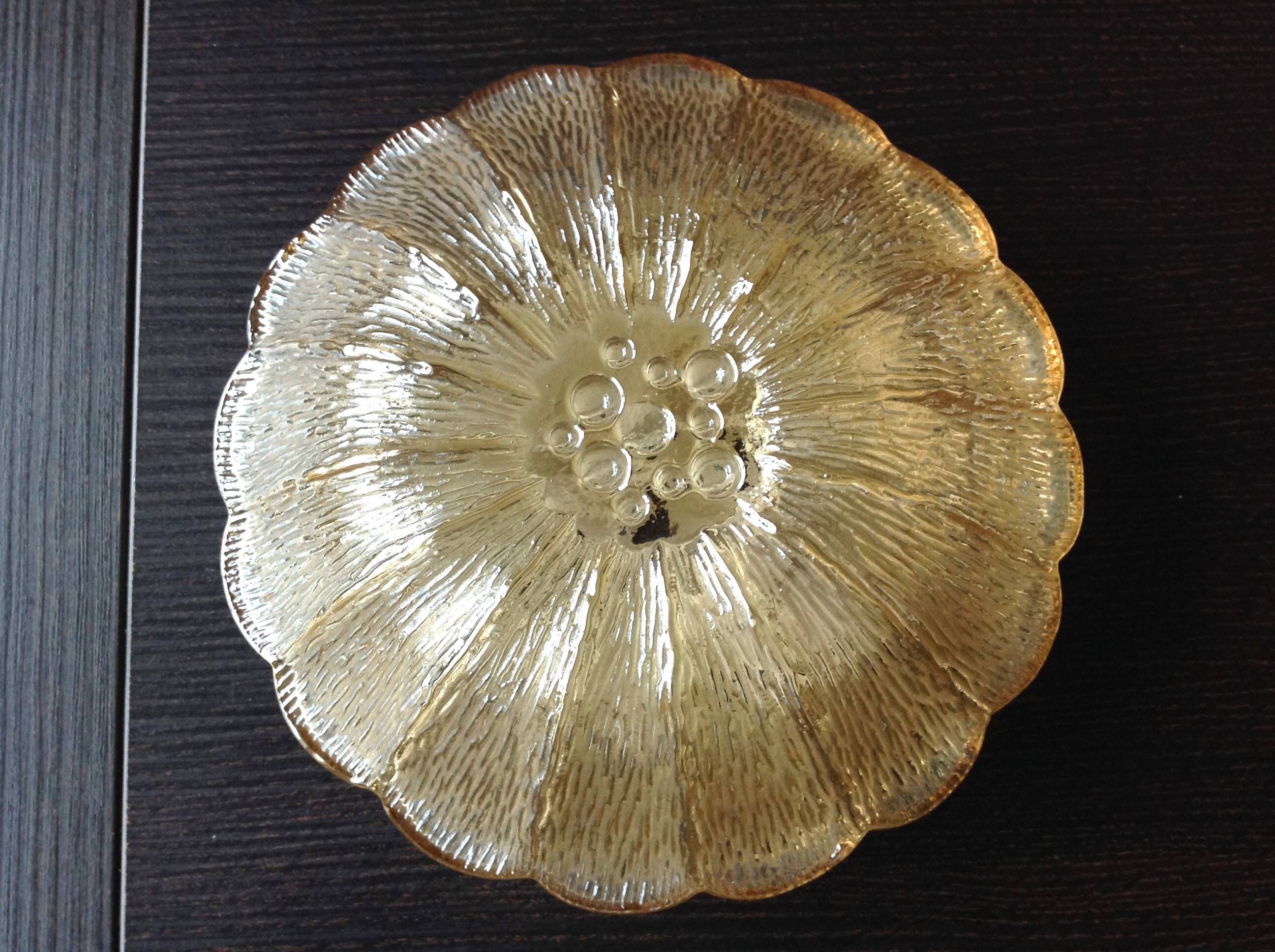 Amber glass ceiling rose by Limburg / vintage 1960s