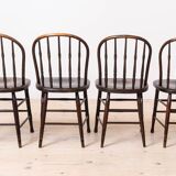 Set of 4 Countryside Style Dining Chairs, Spindle Back, Early 20th Century