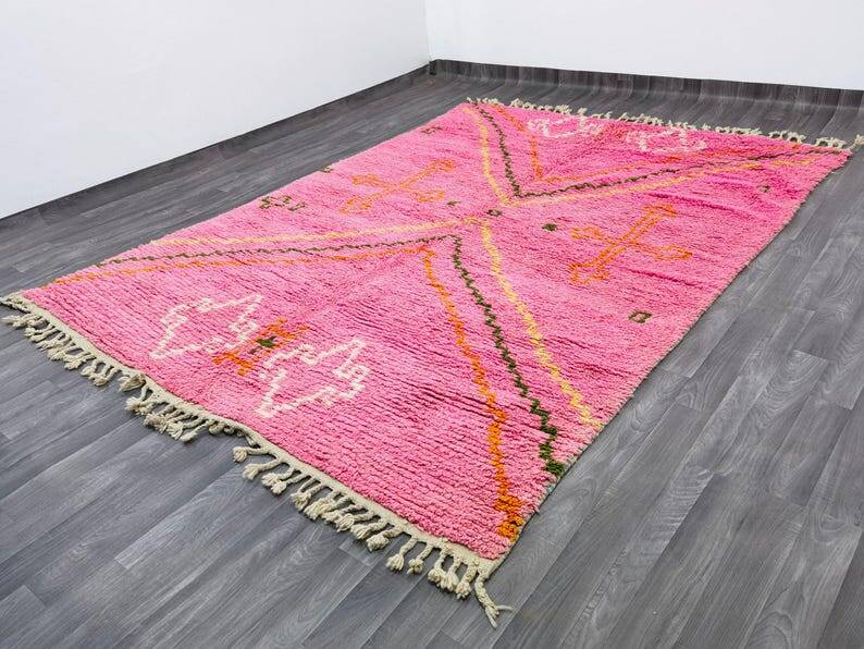 Incredible Moroccan pink rug, Beni Ourain rug 150/250cm