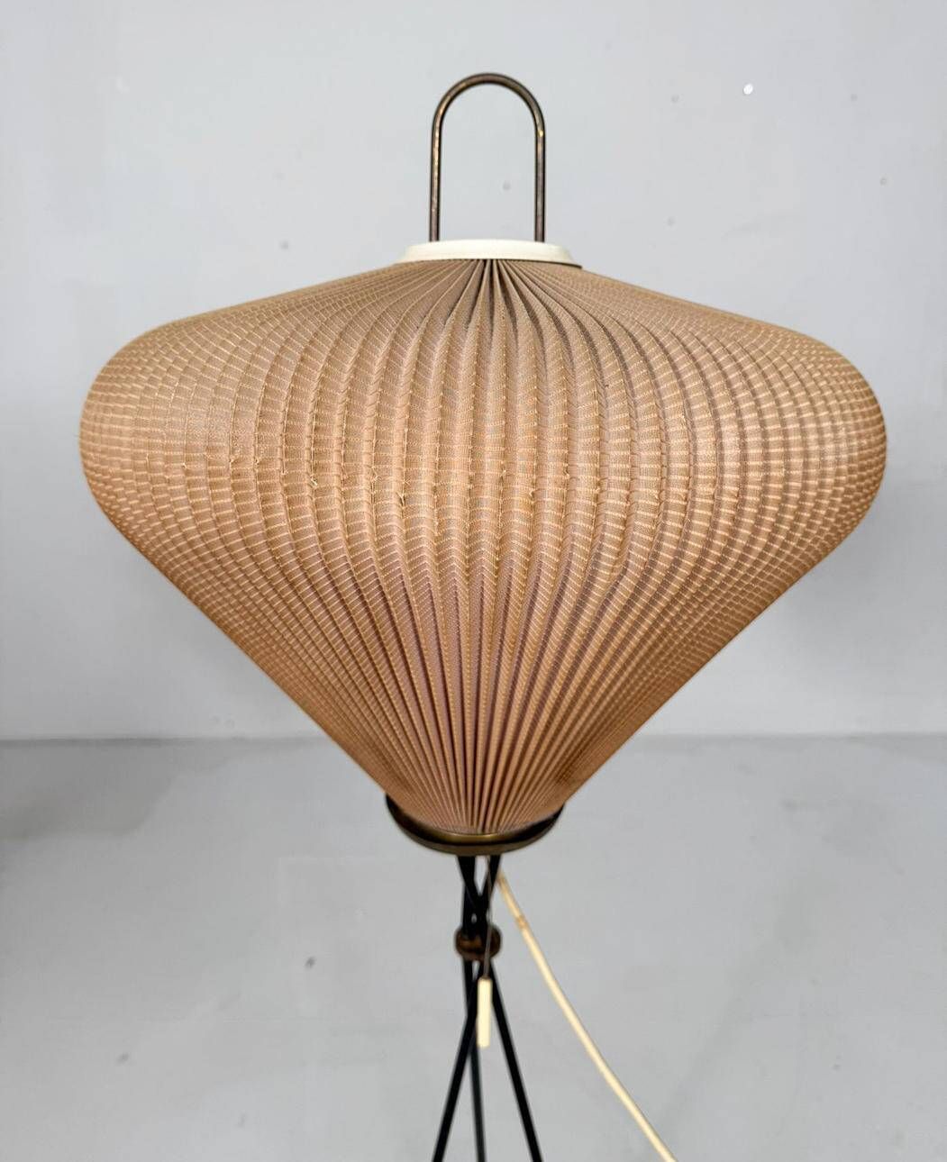Georges Leon Rispal in style, Mid-century tripod floor lamp, France, 1970s.
