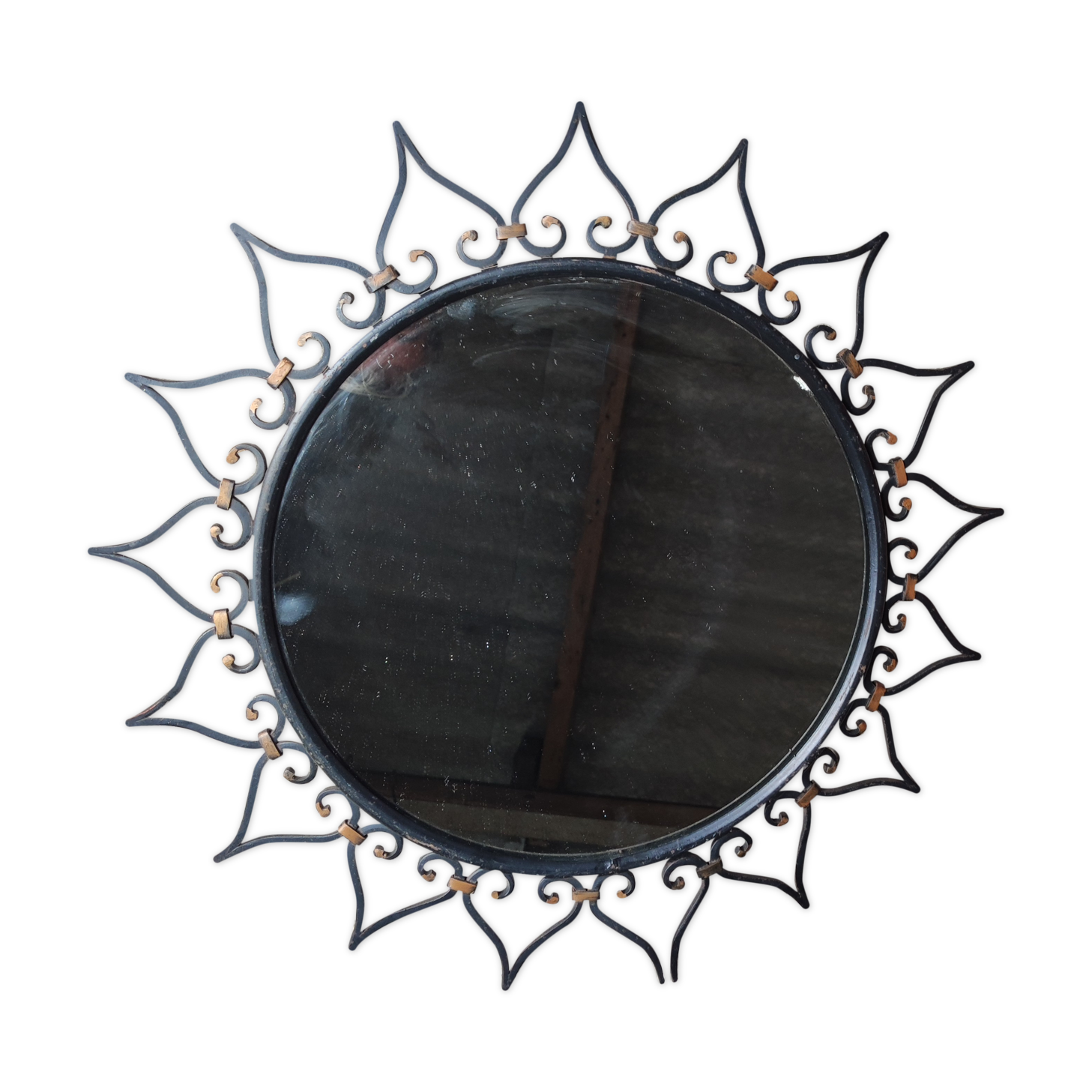 Vintage wrought iron sun mirror 50 60