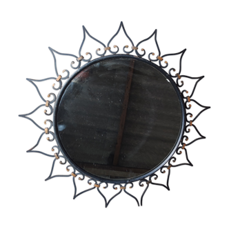 Vintage wrought iron sun mirror 50 60