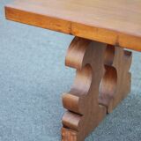 Grande table bois avec pieds sculptés, table artisanale, table bois massif, table de salon, table