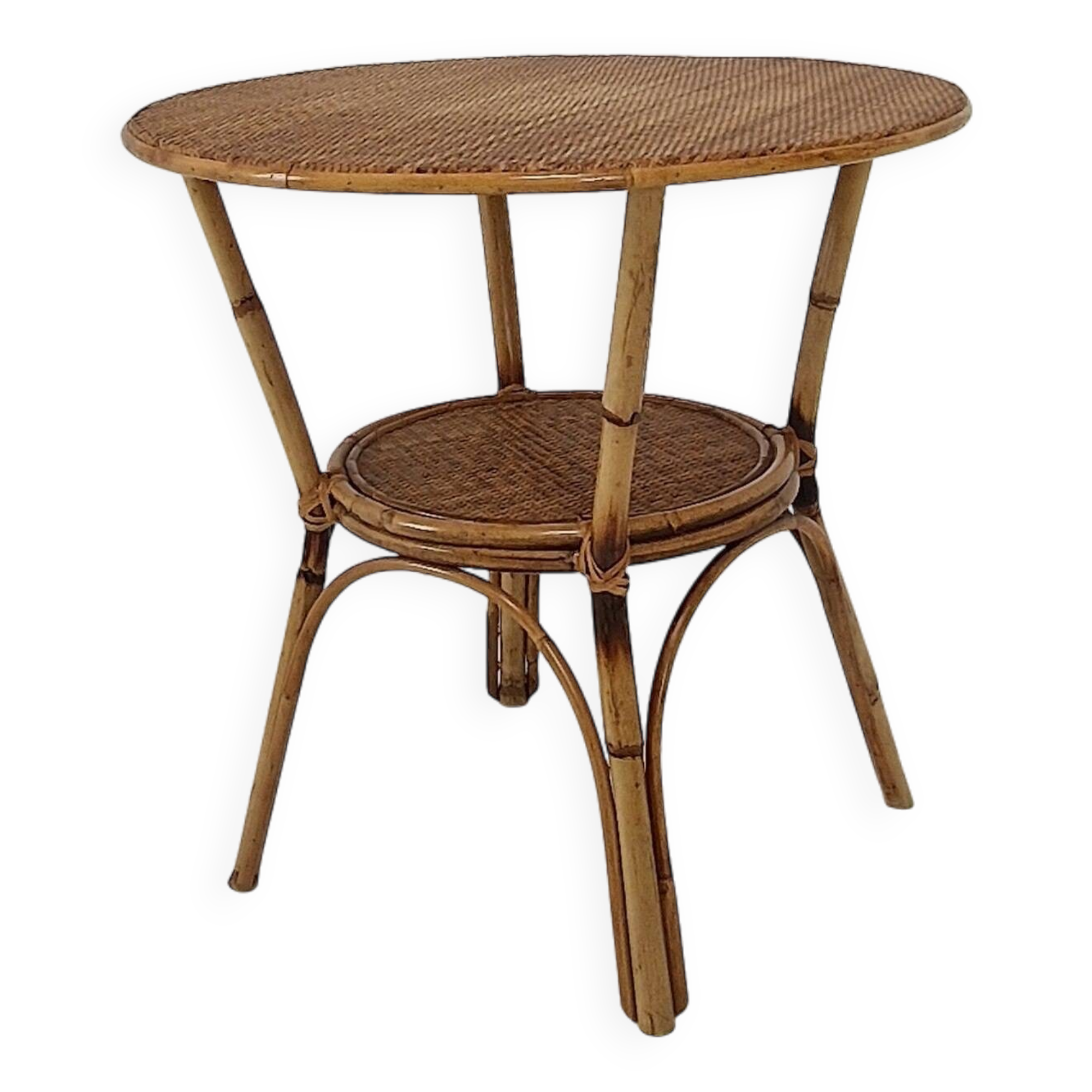 Italian Wicker and Rattan Coffee Table, 1970s