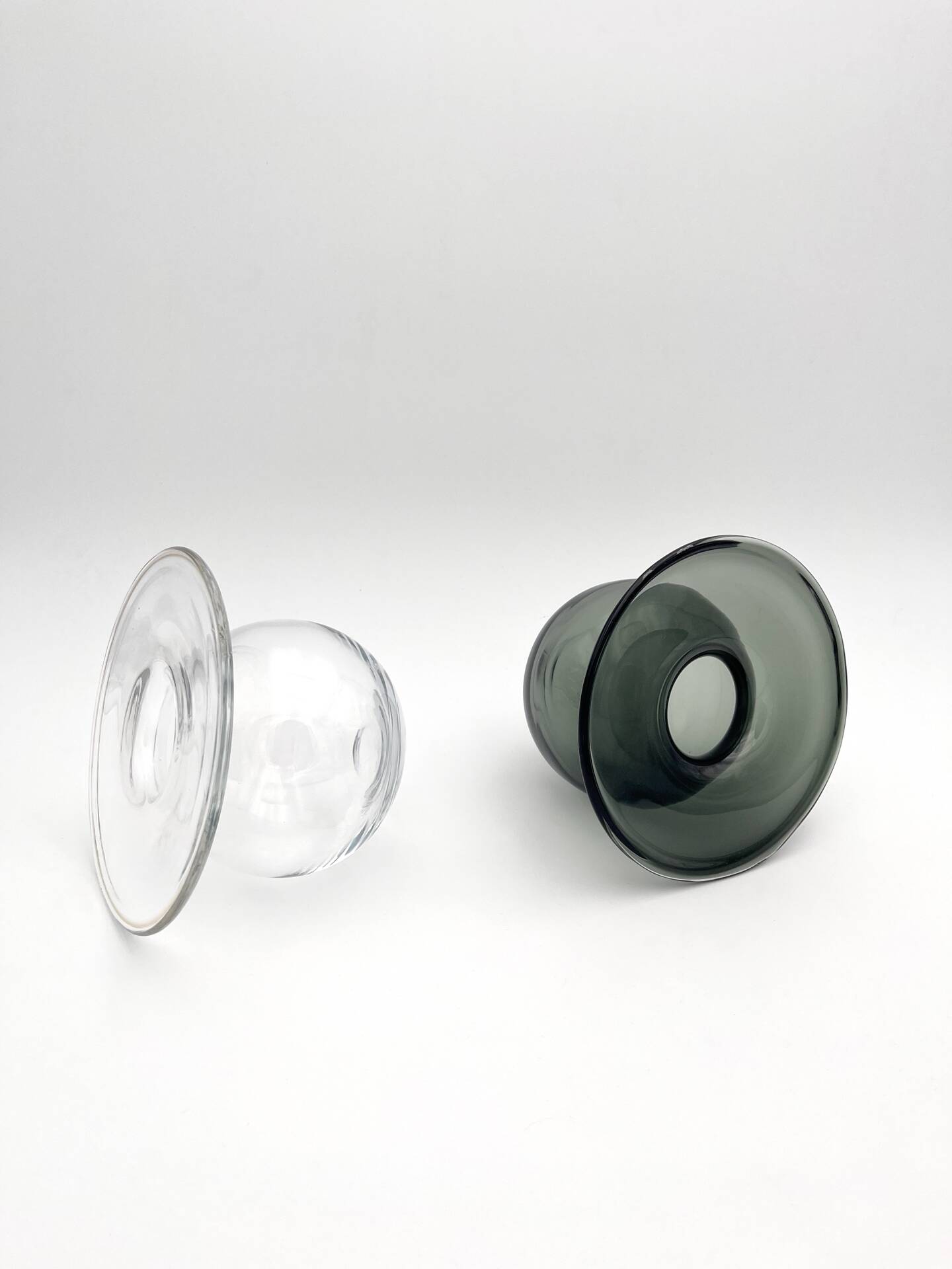 Duo Vases "Saturnus" Nanny Still Riihimäen Lasi Fumé & Clair Design Sc