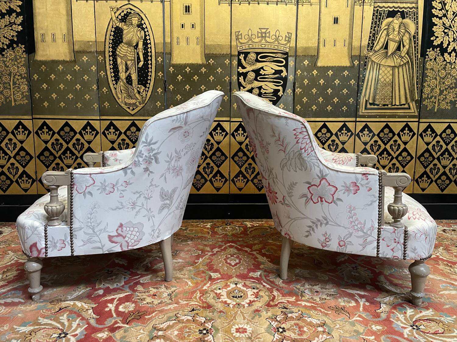 Pair of Napoleon III toad armchairs