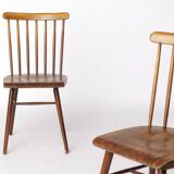 Pair of Vintage Spindle Back Chairs – 1970s Beech Wood, Restored