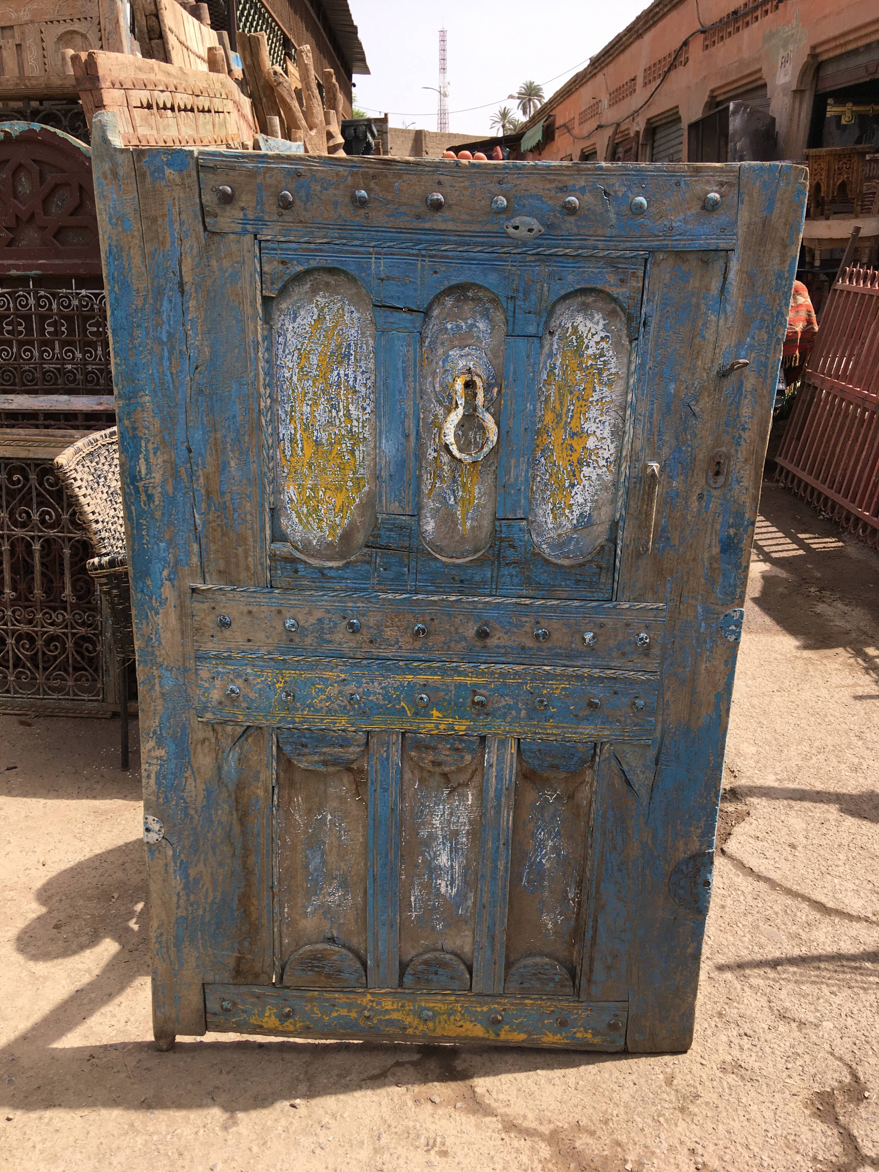 Authentic vintage wooden berber door - morocco