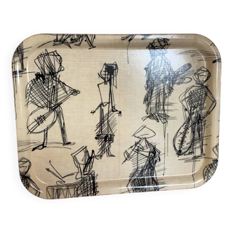 Large tray with sketch patterns