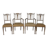 English Sheraton Style Armchairs and Chairs, Late 19th Century, Set of 4