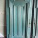 Pair Old Patinated Door Blue Aubusson Wooden Door Deco