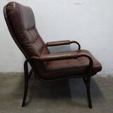 Fauteuil en cuir du milieu du siècle
