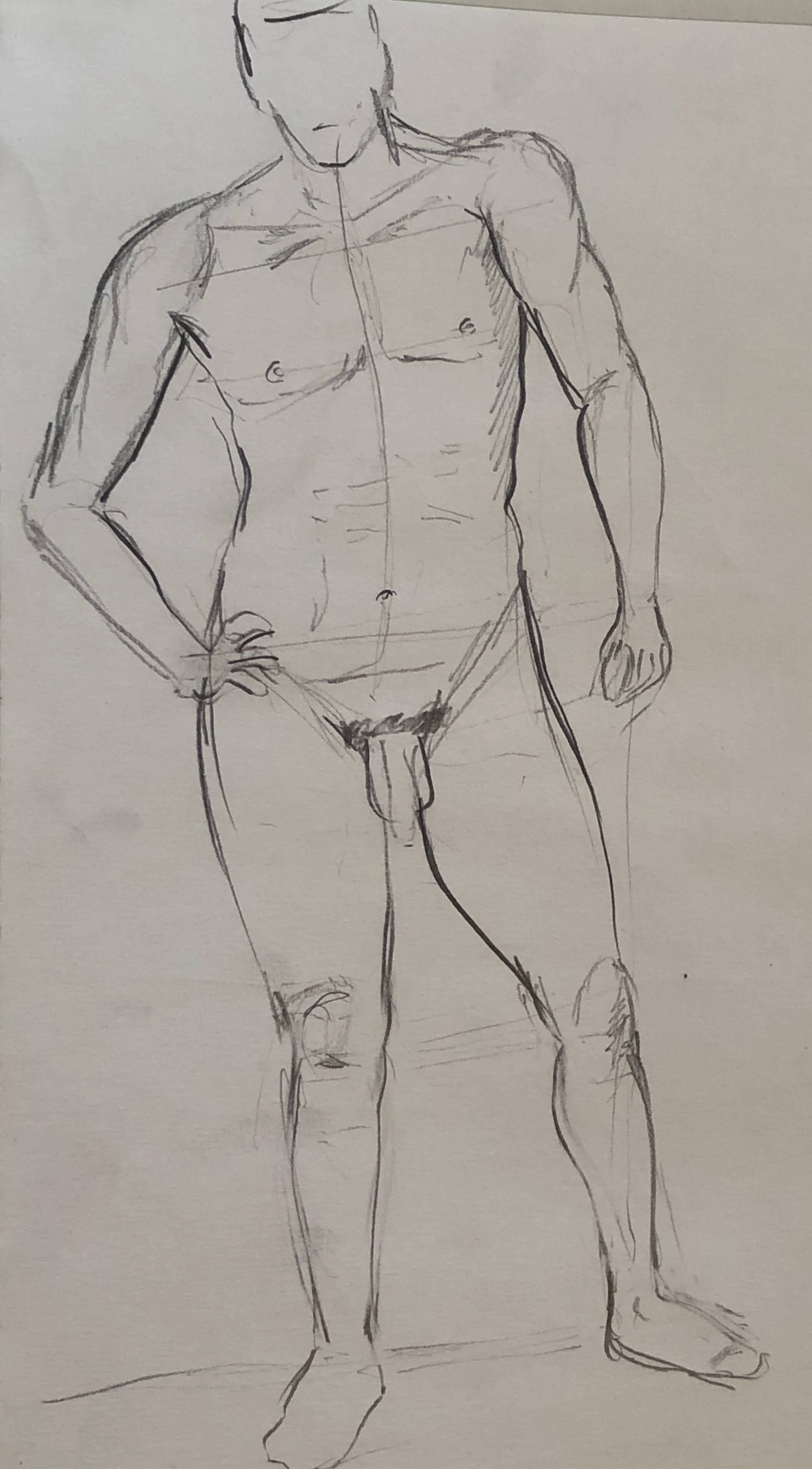 Illustration of a naked man