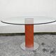 Postmodern dining table in leather and glass by Giancarlo Vegni for Fasem.