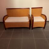 Lounge bench - a wicker chair