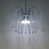 Italian waterfall chandelier with murano drops c1970