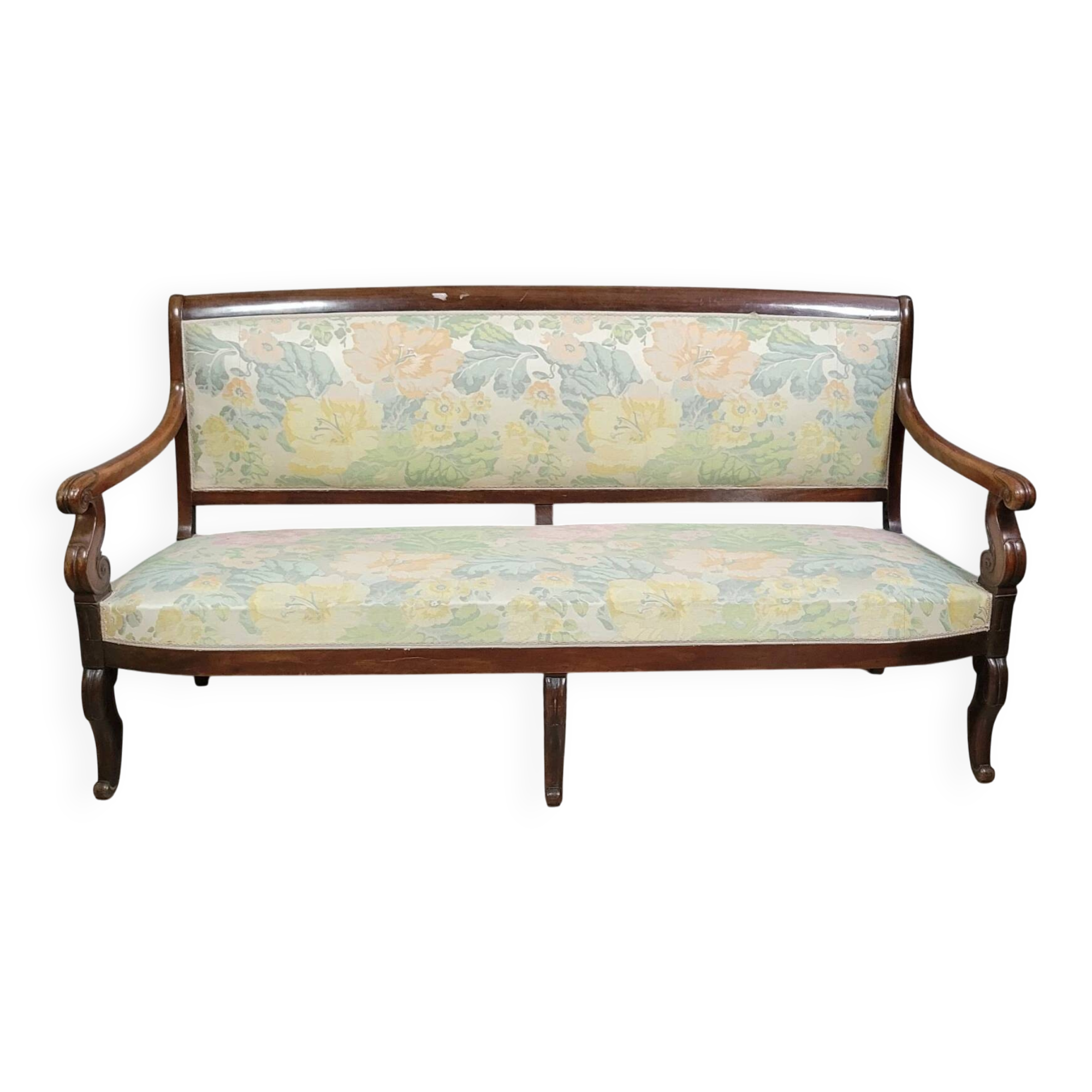 Restoration period bench in mahogany from the 19th century