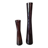 Pair of amber glass soliflores