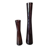 Pair of amber glass soliflores