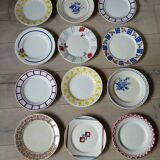 12 mismatched antique dinner plates
