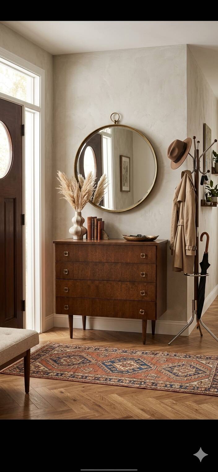 Vintage oak commode from the 1960s.