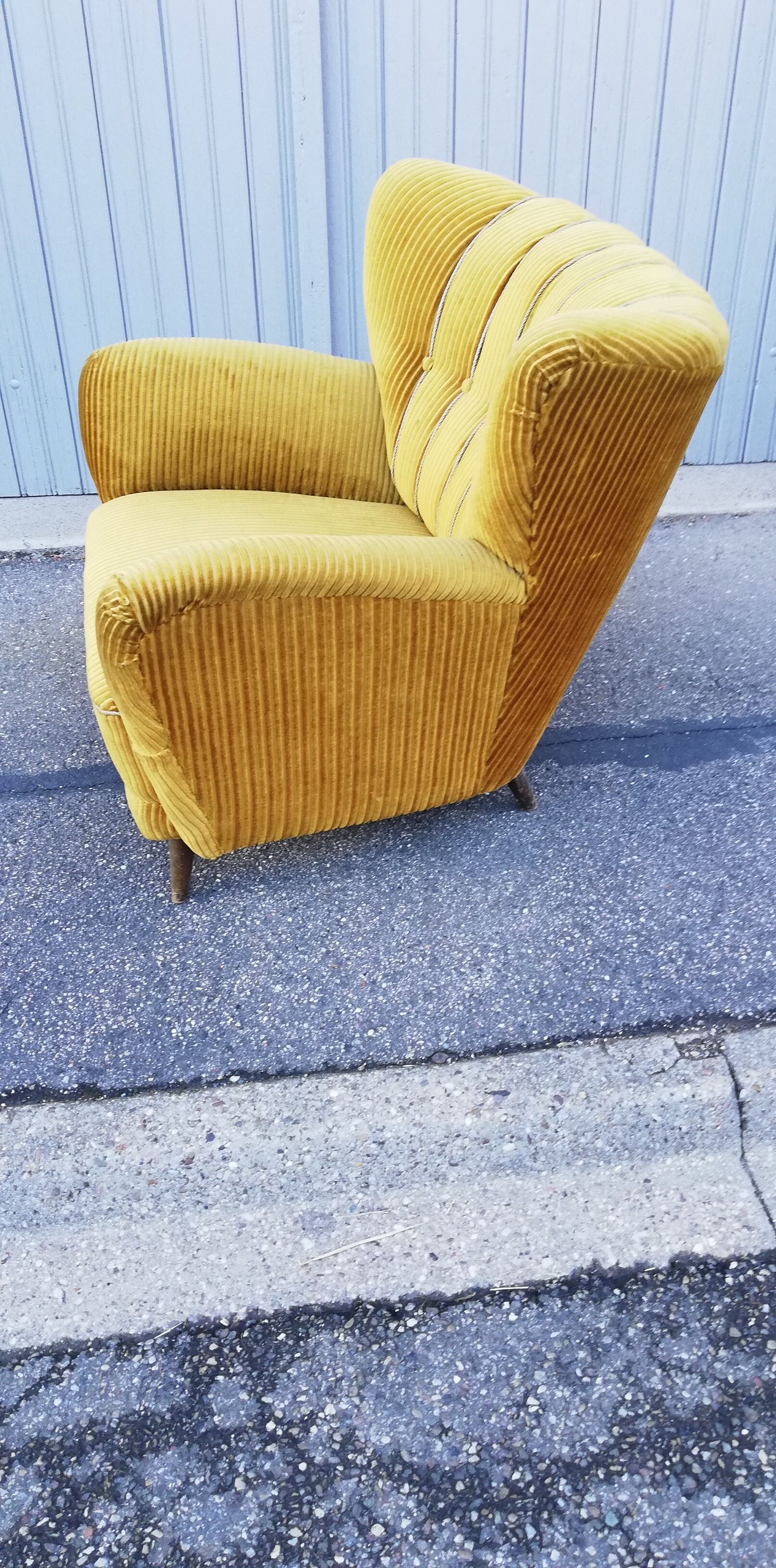 Vintage armchair yellow fabric